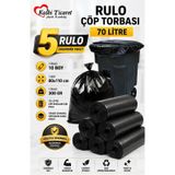 Pack 5x300 gr Kalın Çöp Torbası Jumbo Boy Siyah Çöp Poşeti