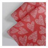 Packanya Kırmızı Kalp Desenli Pelur Kağıt- 50X70 17 gr - 200 Adet