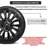 PackGar Citroen Nemo 15 Inç Uyumlu Jant Kapağı Amblemli Piano Black 4 Adet 1 Takım 206