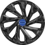PackGar Ford Fiesta 15 Inç Jant Kapağı Amblemli Piano Black 4'lü Set 217