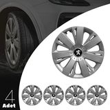 PackGar Peugeot 206 15 Inç Uyumlu Jant Kapağı Amblemli Gri 4 Adet 1 Takım 114