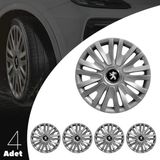 PackGar Peugeot 301 15 Inç Jant Kapağı Amblemli Gri 4'lü Set 124