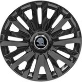 PackGar Skoda Forman 13 Inç Uyumlu Jant Kapağı Amblemli Piano Black 4'lü Takım 207