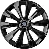 PackGar Skoda Forman 16 Inç Jant Kapağı Amblemli Piano Black 4'lü Set 214