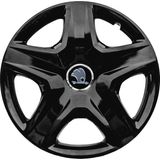 PackGar Skoda Rapid 14 Inç Jant Kapağı Amblemli Piano Black 4'lü Takım 201