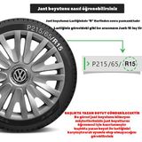 PackGar Volkswagen Jetta 15 Inç Uyumlu Jant Kapağı Amblemli Gri 4 Adet 1 Takım 124