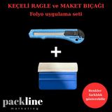 Packline Marketing Duvar Paneli Uygulama Seti 1 Adet Keçeli Ragle 1 Adet Falçata - 10,3 × 7,6 cm - Mavi