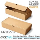 PackMai 24X12X5CM Karton-Kutu | 100 Adet | Kraft Renk-E-Ticaret-Kargo-Ürün-Hediye Kutusu