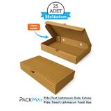 PackMai 25x16x4 cm Karton Kraft Kutu |25 ADET| Kargo Gıda Kutusu|Pide Tost Lahmacun