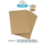 PackMai 35X50CM Oluklu Mukavva Levha – 3 mm | 12 Adet | Hobi, Okul, Maket,proje Kartonu
