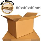 PackMai 50X40X40CM 5 Adet 1.kalite 7mm Çift Oluklu Kalın Karton Koli Kutu (Ev Taşıma-Kargo-Taşınma-Çeyiz)