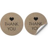 packmira etiket&ambalaj Sticker Kuşe (3X3CM) 60 Adet Yuvarlak Kesim -- Thank You Kraft Görünümlü --