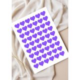 packmira etiket&ambalaj Yapışkanlı Kalp Şekilli Mor Sticker Etiket 180 Adet 2 cm