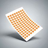 packmira etiket&ambalaj Yapışkanlı Kalp Şekilli Turuncu Sticker Etiket 180 Adet 2 cm