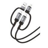 PADA TECH 4in1 PD 60 Watt Type-C/27 Watt iPhone Halat Örgü Kırılmaz Uç 1 Metre Hızlı Şarj ve Data Kablosu
