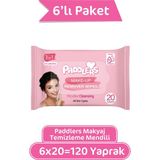 Paddlers 3'ü 1 Arada Makyaj Temizleme Mendili 6X20 (120 Yaprak)