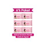 Paddlers 3’ü 1 Arada Makyaj Temizleme Mendili – Yüz, Göz & Dudak İçin, 120 Yaprak (6 Paket x 20’li)