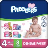 Paddlers 4 Numara Maxi Bebek Bezi 8 Adet 7-14 Kg Ekstra Yumuşak Bantlı Bez Deneme Paketi