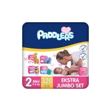 Paddlers Bebek Bezi 2 Numara Mini (3-6 Kg) 320 Adet – Ekstra Jumbo Set - Hassas Ciltlere Uygun