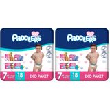 Paddlers Bebek Bezi 7 Numara XX-Large (20-30 Kg) 18 Adet – Eko Paket, Yüksek Emicilik (2 paketi)