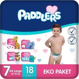 Paddlers Bebek Bezi 7 Numara Xx-Large (20-30 Kg) 18 Adet – Eko Paket, Yüksek Emicilik - Standart