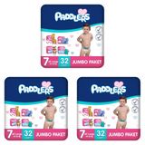 Paddlers Bebek Bezi 7 Numara XX-Large (20-30 Kg) 32 Adet – Jumbo Paket, Yüksek Emicilik (3 paketi)