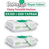 Paddlers Easy Clean Beyaz Sabun Katkılı Yüzey Temizlik Havlusu 200 Yaprak (2x100) – Yüksek Hijyen