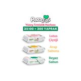 Paddlers Easy Clean Lotus Çiçeği Arap Sabunu ve Beyaz Sabun Katkılı Yüzey Temizlik Havlusu 3x100 (300 Yaprak)