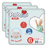 Paddlers Külot Bebek Bezi 6 Numara X-Large 20 Adet (15+Kg) Eko Paket (3 paketi)