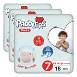 Paddlers Külot Bebek Bezi 7 Numara XX-Large 18 Adet (20-30 Kg) Eko Paket (3 paketi)
