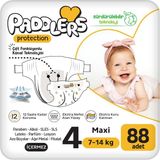 Paddlers Protection 4 Numara Maxi Bebek Bezi 88 Adet 7-14 Kg Ekstra Yumuşak Bantlı Bez