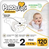 Paddlers Protection Bebek Bezi 2 Numara Mini (3-6 Kg) 60x2 Adet – 2’li Jumbo Set, Maksimum Koruma