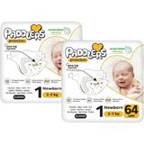 Paddlers Protection Yenidoğan Bebek Bezi 1 Numara (2-5 Kg) 128 Adet – 2’li Set, Maksimum Koruma - Standart