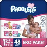 Paddlers Yenidoğan Bebek Bezi 1 Numara (2-5 Kg) 48 Adet – Eko Paket - Standart