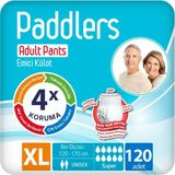 Paddlers Yetişkin Hasta Emici Külot Bez X-Large 120 Adet - Koku Kontrollü, Ekstra Kuru Katmanlı - XL
