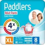 Paddlers Yetişkin Hasta Emici Külot Bez X-Large 8 Adet - Koku Kontrollü, Ekstra Kuru Katmanlı - XL
