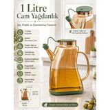 Padilon 1 Litre Cam Yağdanlık Sirkelik Silikon Kapaklı Damlatmaz Şişe