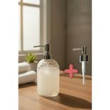 Padilon 500 ml Cam Sıvı Sabunluk Krom başlıklı Sıvı Sabun Dispenseri Yedek Pompa HEDİYELİ