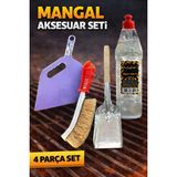 Padilon Mangal Aksesuar Seti 4 Parça Izgara Temizleme Teli, Köz Küreği, Yelpaze ve Reşo Yakıtı