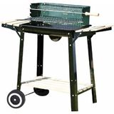 Padilon Tekerlekli Kömürlü Mangal Iki Ahşap Sehpalı Raflı 4 Adet Kancalı Mangal