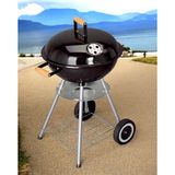 Padilon Yuvarlak Kömürlü Mangal Ahşap Kulplu Tekerlekli Mangal 44 cm