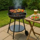 Padilon Yuvarlak Kömürlü Mangal Ayarlanabilir Krom ızgara 50cm Kömürlü Barbekü