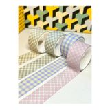 Padme studio 4’lü Soft Pastel Tonlu Pötikare-Ekose Washi Tape / Washi Bant / Scrapbooking / Bullet Journal / Dekoratif Washi Bant