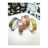 Padme studio 5’li Mini Vintage Desenli Washi Tape Retro Gazete Dekoratif Bant (1cmX2m)