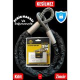 PADRİ 10 Milim 1,5 Metre Kesilmez Motorsiklet Zincir Kilit Motor Kilidi Motosiklet Halatı