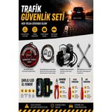 PADRİ Trafik Güvenlik Set Süper 8 Li ( El Feneri Düz ve Yıldız Tornavida Pense 7 Ton Çekme Halat Kompresör Bijon Kolu Takviye Kablosu)
