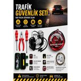 PADRİ Trafik Güvenlik Seti Süper 7 Li ( El Feneri Düz ve Yıldız Tornavida Pense Takviye Kablosu Kompresör 7 Ton Çeki Halat)