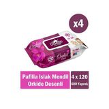 Pafilya Orkide Desenli Islak Havlu Mendil 4X120 (480 Yaprak)
