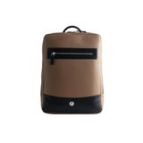 Paftalı Leather Macbook & Laptop Orta Boy Sırt Çantası, 38x26x6 cm, Modern Tasarım, Siyah (Taba Kahve) Vegan Deri