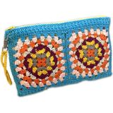 Pafuli El Örgüsü Kroşe Clutch Çanta Mavi - 25x17 cm - Açık Mavi
